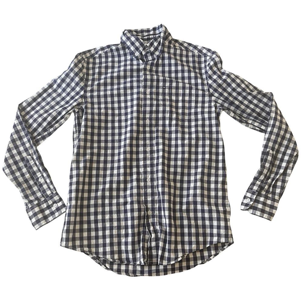 Crewcuts Boy's Size 16 Blue White Check Long Sleeve Button Up Shirt 98% Cotton‎